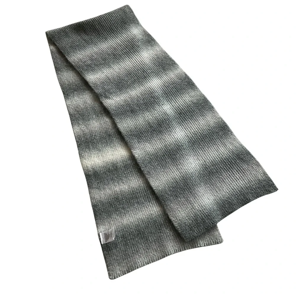 Unbranded Ribbed Knit Scarf Unisex One Size Gray Ombre Gradient Wool‎ Blend